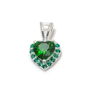 Heart Shape Sterling Silver Emerald Gemstone Pendant