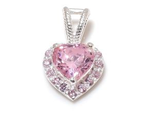 Heart Shape Sterling Silver Morganite Gemstone Pendant