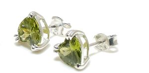 Heart Shape Sterling Silver Peridot Gemstone Stud Earrings