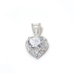 Heart Shape Sterling Silver Zircon Gemstone Pendant