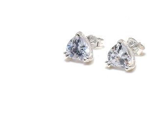 Heart Shape Sterling Silver Zircon Gemstone Stud Earrings