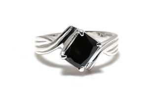 Lab Created Sterling Silver Black Onyx Gemstone Ring