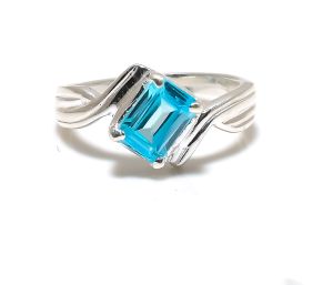 Lab Created Sterling Silver Blue Topaz Gemstone Ring
