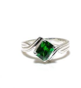 Lab Created Sterling Silver Emerald Gemstone Ring