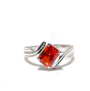 Lab Created Sterling Silver Orange Topaz Gemstone Ring