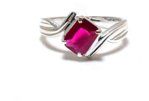 Lab Created Sterling Silver Ruby Gemstone Ring