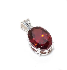 Oval Shape Sterling Silver Hessonite Garnet Gemstone Pendant