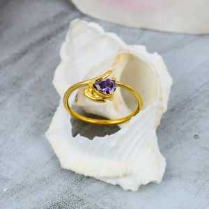 Pear Cut Sterling Silver Amethyst Gemstone Ring