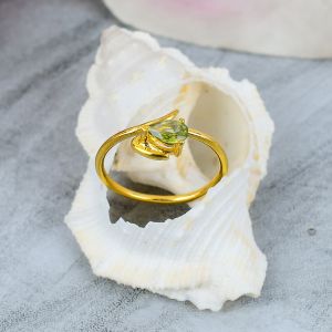 Pear Cut Sterling Silver Peridot Gemstone Ring
