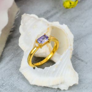 Rectangle Shape Sterling Silver Citrinne Gemstone Ring