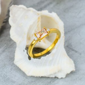 Rectangle Shape Sterling Silver Golden Topaz Gemstone Ring