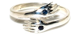 Sapphire Gemstone Hugging Hand Ring