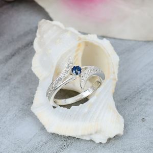 Sapphire Gemstone Sterling Silver Wedding Ring