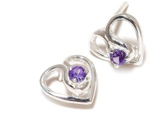 Sterling Silver Amethyst Gemstone Stud Earrings