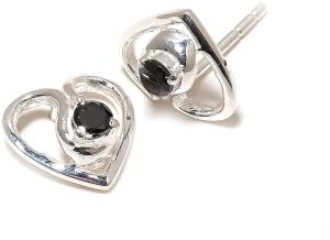 Sterling Silver Black Onyx Gemstone Stud Earrings