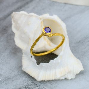Sterling Silver Gold Plated Amethyst Gemstone Ring
