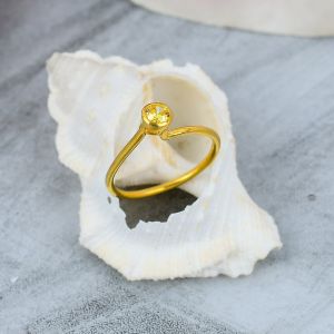 Sterling Silver Gold Plated Citrine Gemstone Ring