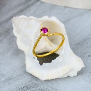 Sterling Silver Gold Plated Ruby Gemstone Ring