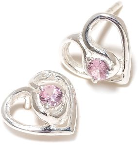 Sterling Silver Morganite Gemstone Stud Earrings