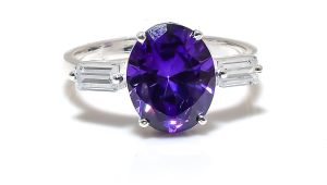 Sterling Silver Oval Cut Sapphire Gemstone Ring