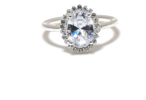Sterling Silver Oval Shape Zircon Gemstone Ring