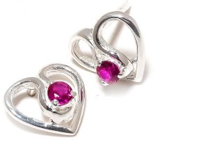 Sterling Silver Ruby Gemstone Stud Earrings