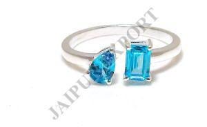 Blue Topaz Gemstone Toi Et Moi Ring
