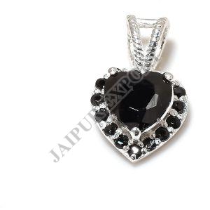 Heart Shape Sterling Silver Black Onyx Gemstone Pendant