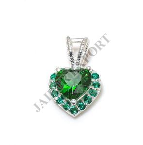 Heart Shape Sterling Silver Emerald Gemstone Pendant