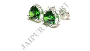 Heart Shape Sterling Silver Emerald Gemstone Stud Earrings