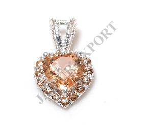 Heart Shape Sterling Silver Golden Topaz Gemstone Pendant