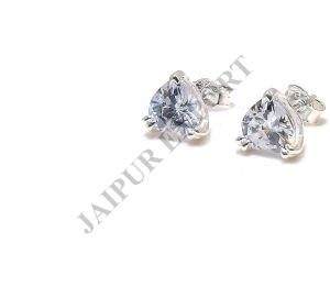 Heart Shape Sterling Silver Zircon Gemstone Stud Earrings
