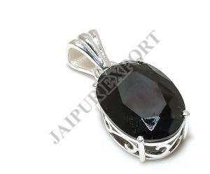 Oval Shape Sterling Silver Black Onyx Gemstone Pendant