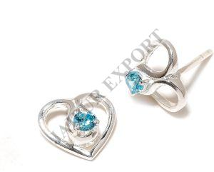Sterling Silver Aquamarine Gemstone Stud Earrings