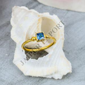Sterling Silver Blue Topaz Gemstone Baguette Ring