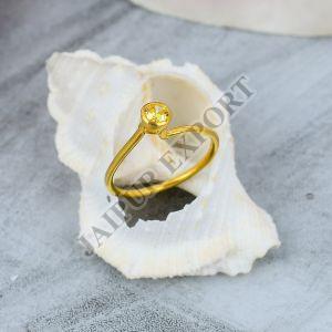 Sterling Silver Gold Plated Citrine Gemstone Ring
