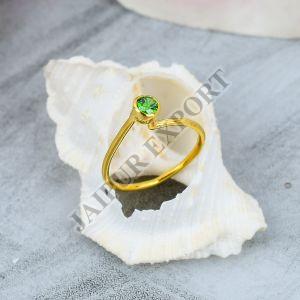 Sterling Silver Gold Plated Emerald Gemstone Ring