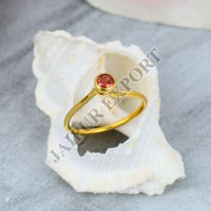 Sterling Silver Gold Plated Garnet Gemstone Ring