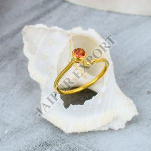 Sterling Silver Gold Plated Orange Topaz Gemstone Ring