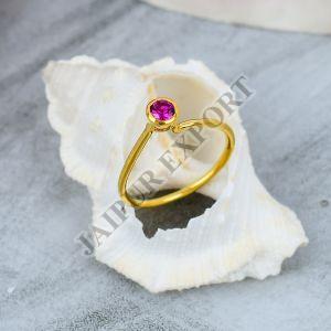 Sterling Silver Gold Plated Ruby Gemstone Ring