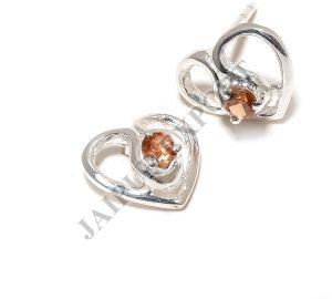 Sterling Silver Golden Topaz Gemstone Stud Earrings