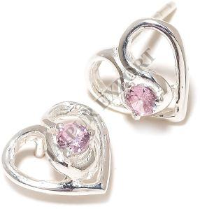 Sterling Silver Morganite Gemstone Stud Earrings