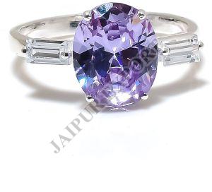 Sterling Silver Oval Cut Amethyst Gemstone Ring