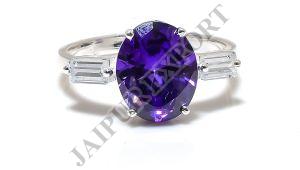 Sterling Silver Oval Cut Sapphire Gemstone Ring