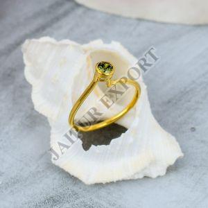 Sterling Silver Gold Plated Peridot Gemstone Ring