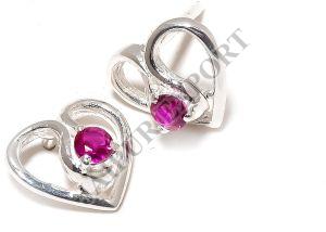 Sterling Silver Ruby Gemstone Stud Earrings