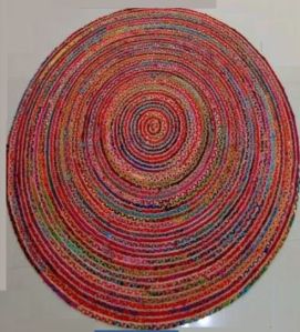 Round Multicolor Jute Braided Rug