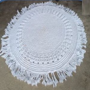 Round White Cotton Rug For Living Room