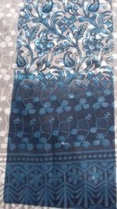 Dark Blue Printed Chiffon Fabric
