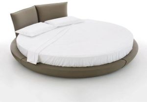 round fitted linen bed sheet